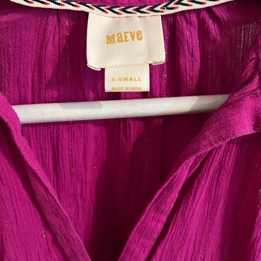 Anthropologie Maeve Fuchsia Batavia Sleeveless Metallic Top